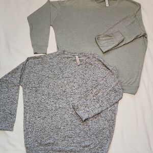 Athleta Heathered Gray / Sage Knit Top Sz S Unisex